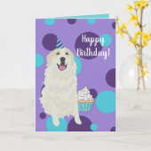 Birthday Great Pyreneeën Mountain Dog Kaart (Gele Bloem)