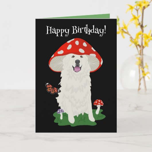 Birthday Great Pyreneeën Mountain Dog Kaart (Gele Bloem)