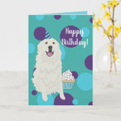 Birthday Great Pyreneeën Mountain Dog Kaart (Gele Bloem)