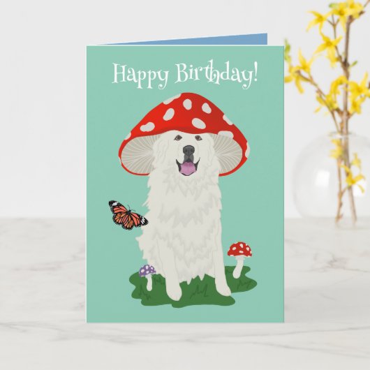 Birthday Great Pyreneeën Mountain Dog Kaart (Gele Bloem)