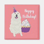 Birthday Great Pyreneeën Mountain Dog Magneet (Voorkant)