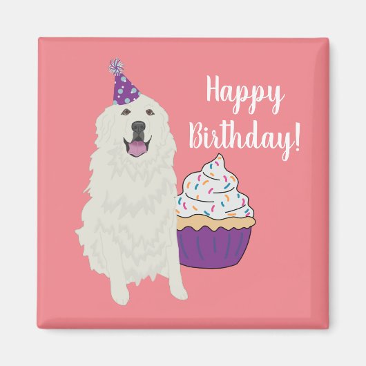 Birthday Great Pyreneeën Mountain Dog Magneet (Voorkant)