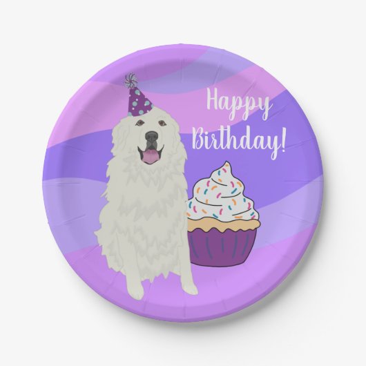  Birthday Great Pyreneeën Mountain Dog  Papieren Bordje (Voorkant)