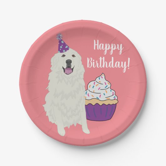 Birthday Great Pyreneeën Mountain Dog Papieren Bordje (Voorkant)