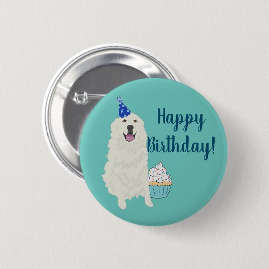 Birthday Great Pyreneeën Mountain Dog Ronde Button 5,7 Cm (Voorkant /achterkant)