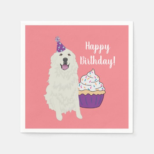 Birthday Great Pyreneeën Mountain Dog Servet (Voorkant)