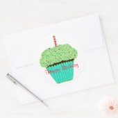Birthday Green Frosting Chocolate Cupcake Ronde Sticker (Envelop)