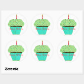 Birthday Green Frosting Chocolate Cupcake Ronde Sticker (Vel)