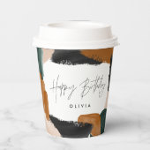 Birthday Green terracotta abstracte moderne elegan Papieren Bekers (Achterkant)