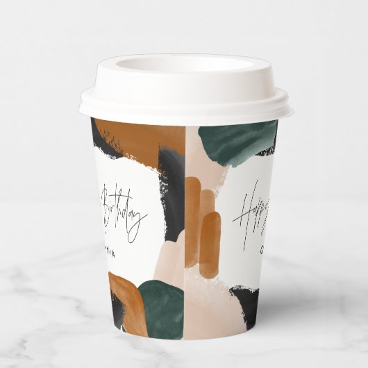 Birthday Green terracotta abstracte moderne elegan Papieren Bekers (Rechts)