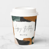 Birthday Green terracotta abstracte moderne elegan Papieren Bekers (Voorkant)