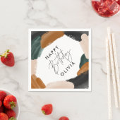 Birthday Green terracotta abstracte waterverf Servet (Insitu)