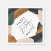 Birthday Green terracotta abstracte waterverf Servet (Voorkant)