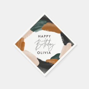 Birthday Green terracotta abstracte waterverf Servet