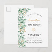 Birthday greenery botanical elegant briefkaart (Voorkant / Achterkant)