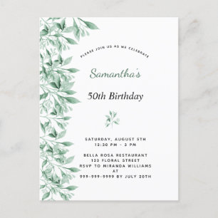 Birthday greenery botanical floral elegant briefkaart