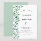 Birthday greenery botanical floral modern chic kaart (Voorkant / Achterkant)