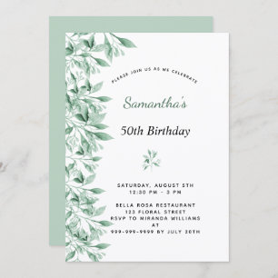 Birthday greenery botanical floral modern chic kaart