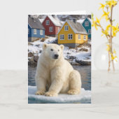 Birthday Greenland Polar Bear On an Ice Floe Kaart (Gele Bloem)
