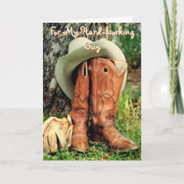 Birthday Greeting Card: Cowboy Hat and Boots Kaart