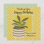 Birthday Greeting Moderne Planten Gold Sage Green (Voorkant / Achterkant)