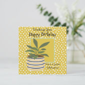 Birthday Greeting Moderne Planten Gold Sage Green (Staand voorkant)