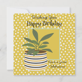 Birthday Greeting Moderne Planten Gold Sage Green