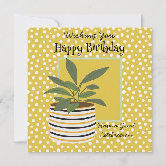 Birthday Greeting Moderne Planten Gold Sage Green (Voorkant)