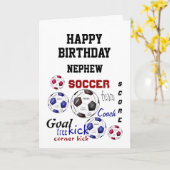 Birthday Greeting Nephew Soccer Fan Fun Kaart (Gele Bloem)