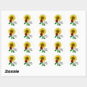 Birthday Greeting Round Sunflower Sticker, Glossy Ronde Sticker (Vel)