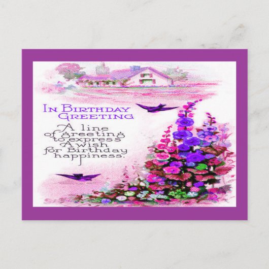  Birthday Greeting with Flowers Briefkaart (Voorkant)