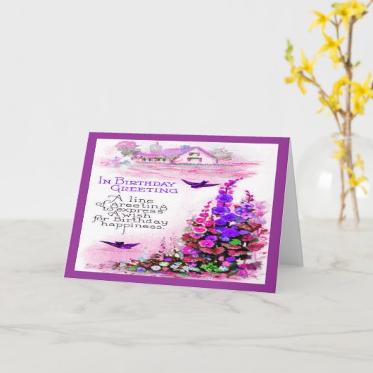  Birthday Greeting with Flowers Kaart (Gele Bloem)