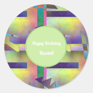Birthday Greetings Abstract Pattern Stencil Art Ronde Sticker