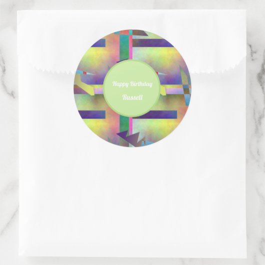 Birthday Greetings Abstract Pattern Stencil Art Ronde Sticker (Tas)