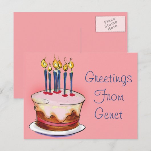 Birthday Greetings Briefkaart (Voorkant / Achterkant)