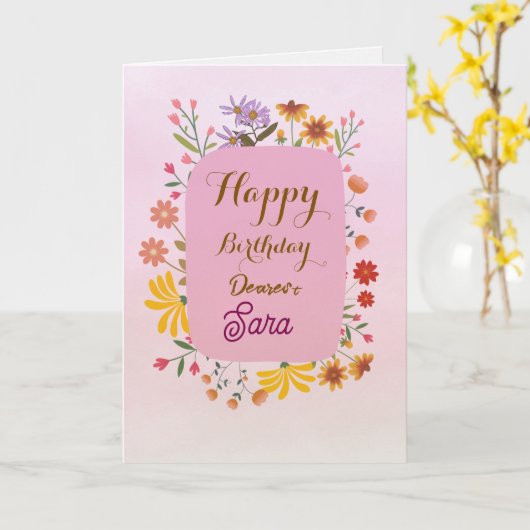 Birthday Greetings Card  Kaart (Gele Bloem)