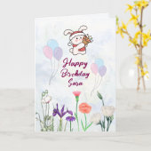 Birthday Greetings Card Kaart (Gele Bloem)