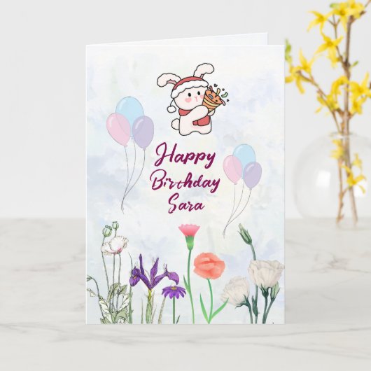 Birthday Greetings Card  Kaart (Gele Bloem)