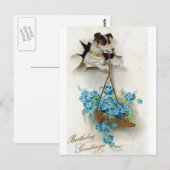 Birthday Greetings Cute Dog en Shoe Vintage Briefkaart (Voorkant / Achterkant)