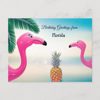 Birthday Greetings from Florida, Pink Flamingos Briefkaart