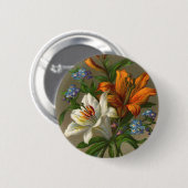  Birthday Greetings met Lily Flowers Ronde Button 5,7 Cm (Voorkant /achterkant)