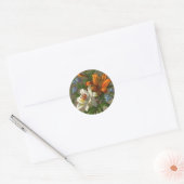  Birthday Greetings met Lily Flowers Ronde Sticker (Envelop)