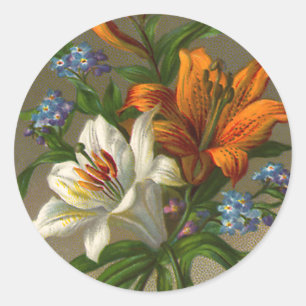 Birthday Greetings met Lily Flowers Ronde Sticker