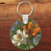  Birthday Greetings met Lily Flowers Sleutelhanger (Voorkant)