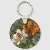 Birthday Greetings met Lily Flowers Sleutelhanger (Achterkant)