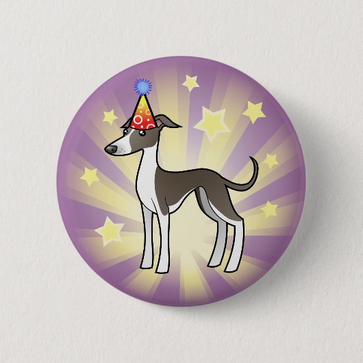 Birthday Greyhound/Whippet/Italiaanse Greyhound Ronde Button 5,7 Cm (Voorkant)