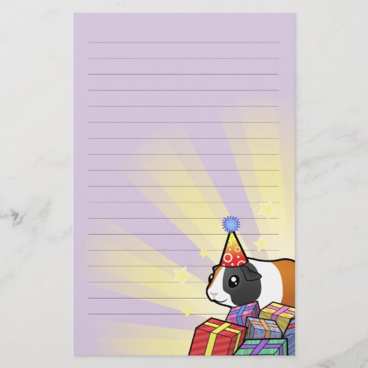 Birthday Guinea Pig (glad haar) Briefpapier (Voorkant)