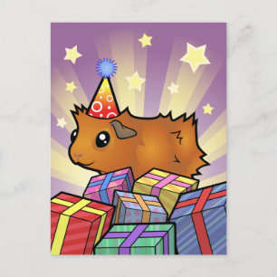 Birthday Guinee Pig (met struikgewas) Briefkaart