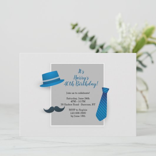 Birthday Guy Uitnodiging (Staand voorkant)