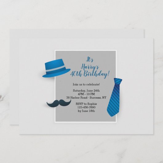 Birthday Guy Uitnodiging (Voorkant / Achterkant)